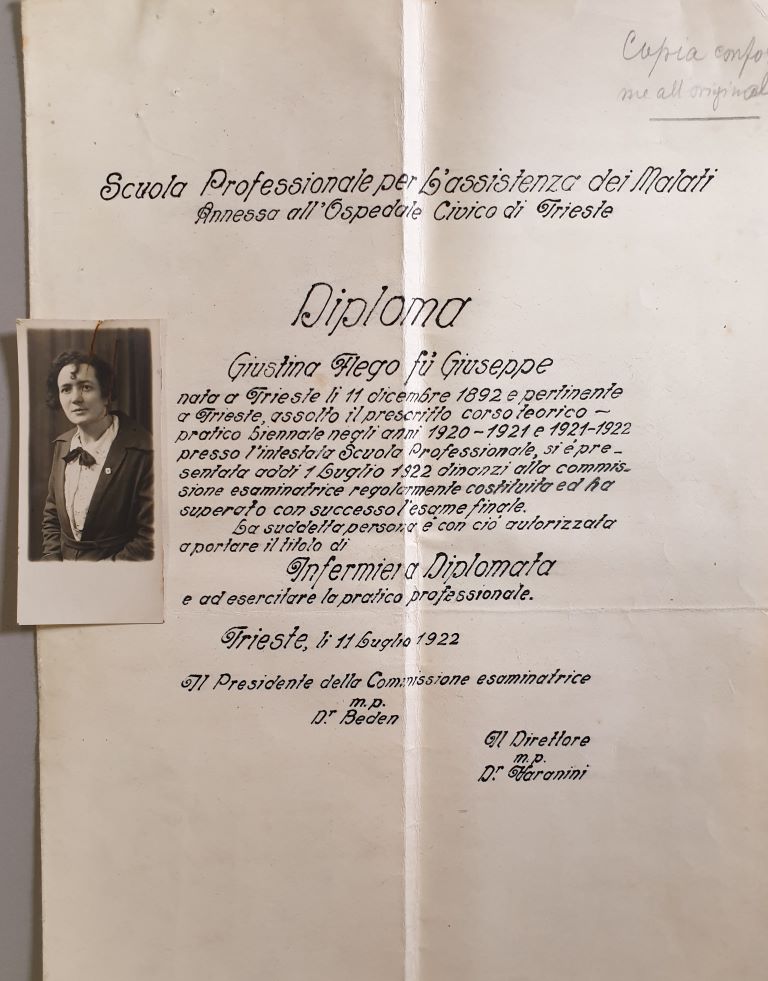 diploma infermiera 1922