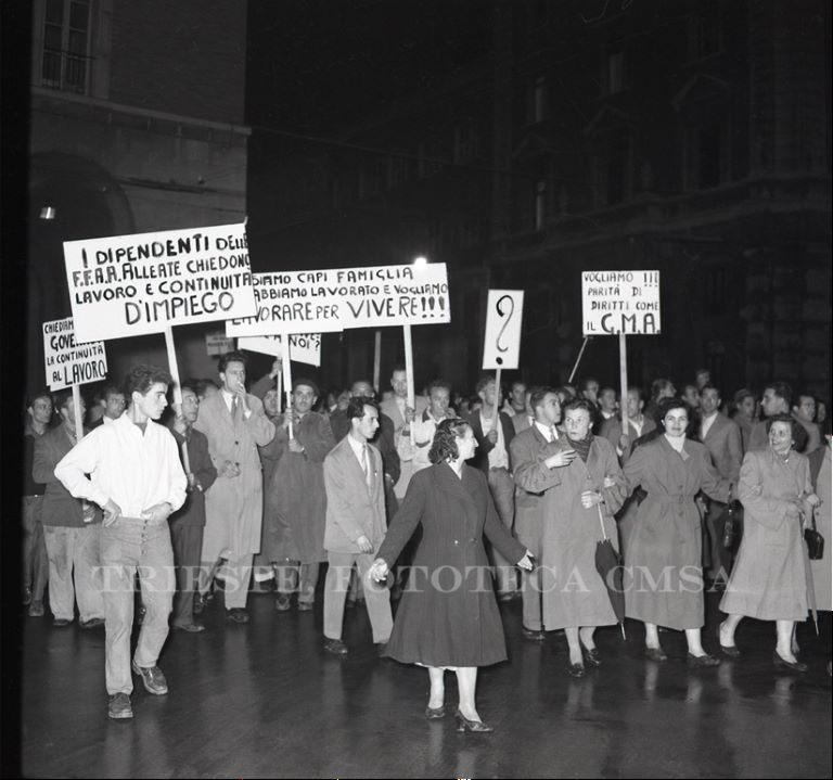 Protesta dopoguerra Trieste per lavoro