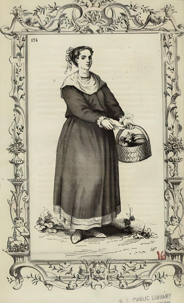 female commoner in the Huyot print